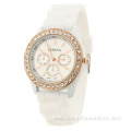 Girls Silicone Bracelet Watch With Diamend